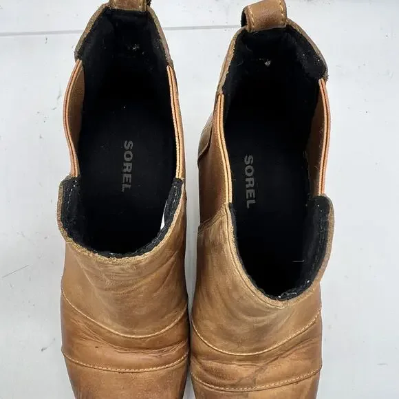 Sorel Boots Womens 6.5 Brown Leather Wedge Ankle Bootie - Picture 8 of 8